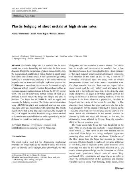 Plastic bulging of sheet metals at high strain rates